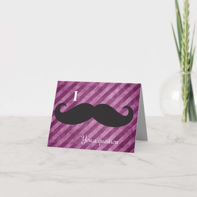 Pink Stripes, I mustache you a question Note Cards (Front)