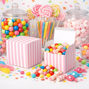 Pink Stripes Ice Cream Social Favor Boxes