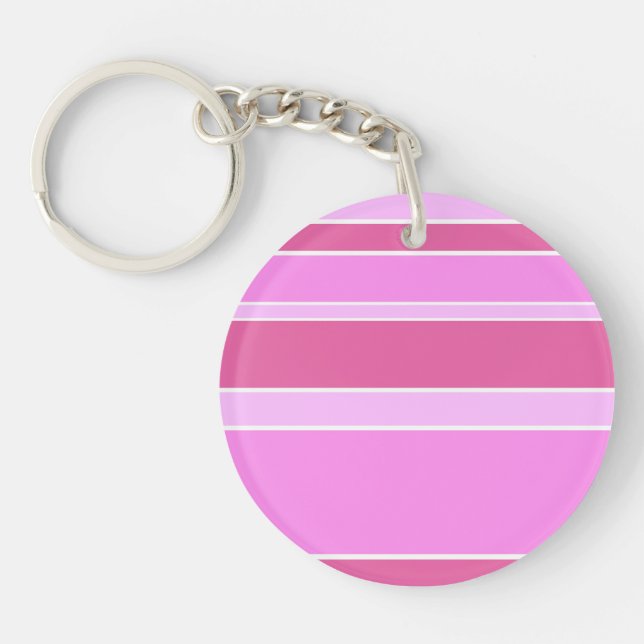Pink stripes keychain (Front)