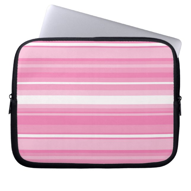 Pink stripes laptop sleeve (Front)
