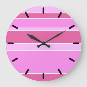 pink stripes large clock