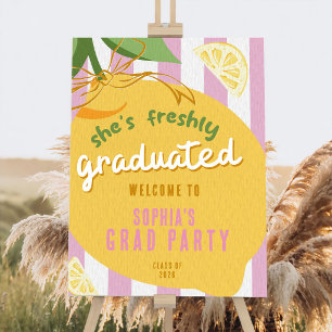 Pink Stripes Lemons Yellow Bow Grad Foam Board