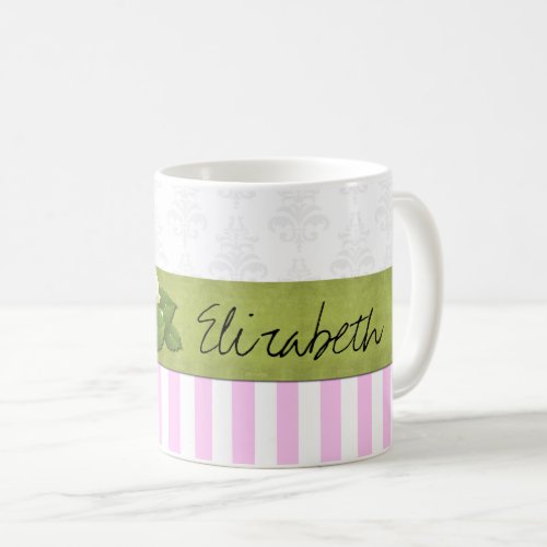 Pink Stripes Lines Striped Pattern Your Name Coffee Mug