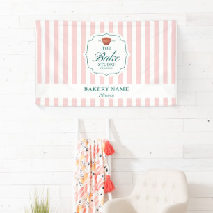Pink Stripes Logo Wall Pop Up Shop Vendor Event Banner