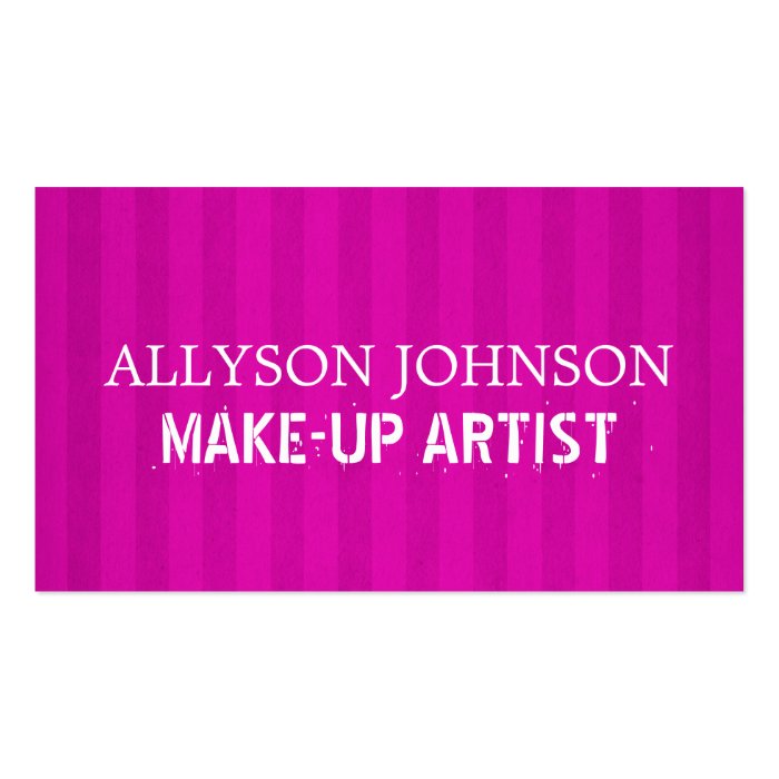 Pink Stripes Make up Artist Business Cards