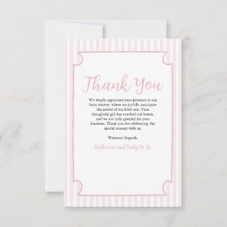 Pink Stripes Martini Glass Thank You Card – Custom