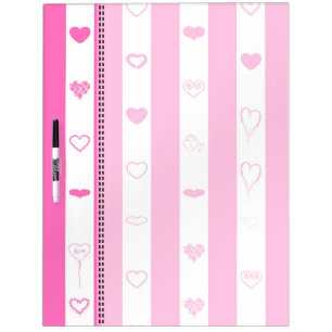 Pink Stripes Modern Heart Pattern Dry Erase Board
