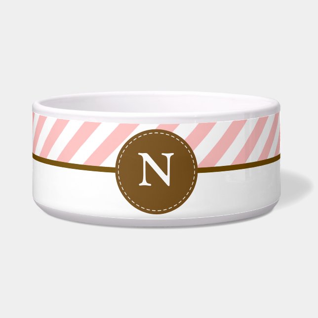 Pink Stripes Monogram Bowl (Front)