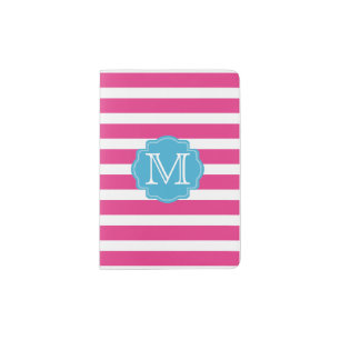 Pink Stripes Monogram Passport Holder