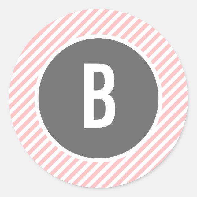 Pink Stripes Monogram Stickers (Front)