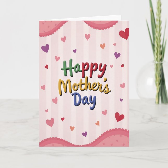 Pink Stripes Mothers Day Card (Front)