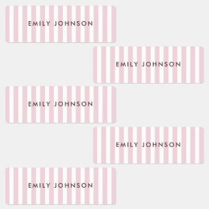 pink stripes, name label, name tag kids' labels