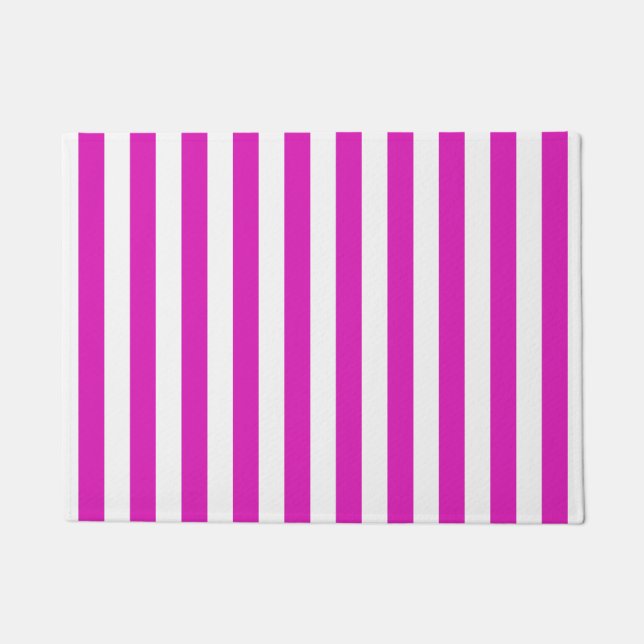 Pink Stripes on any Color Doormat (Front)