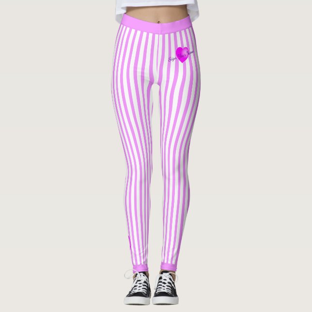 Pink Stripes on PINK Leggings (Front)