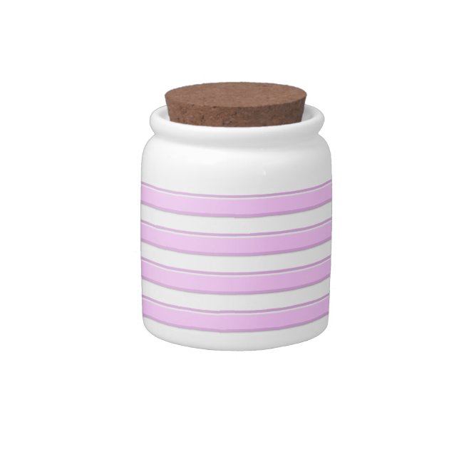 Pink Stripes on White Candy Jar (Right)