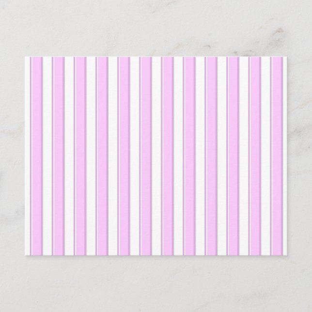 Pink Stripes on White Postcard (Front)