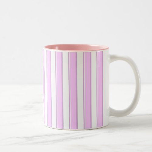 Pink Stripes on White Two_Tone Coffee Mug