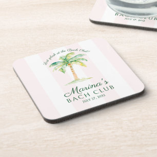 Pink Stripes Palm Beach Bach Club Bridal Shower Beverage Coaster