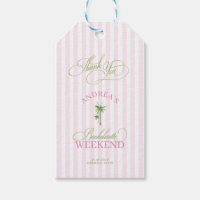Pink Stripes Palm Tree Bachelorette Thank You