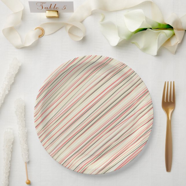 Pink Stripes Paper Plates (Wedding)