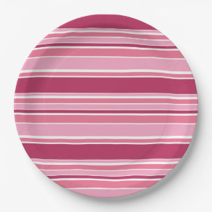 Pink stripes paper plates