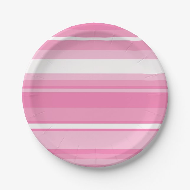Pink stripes paper plates (Front)