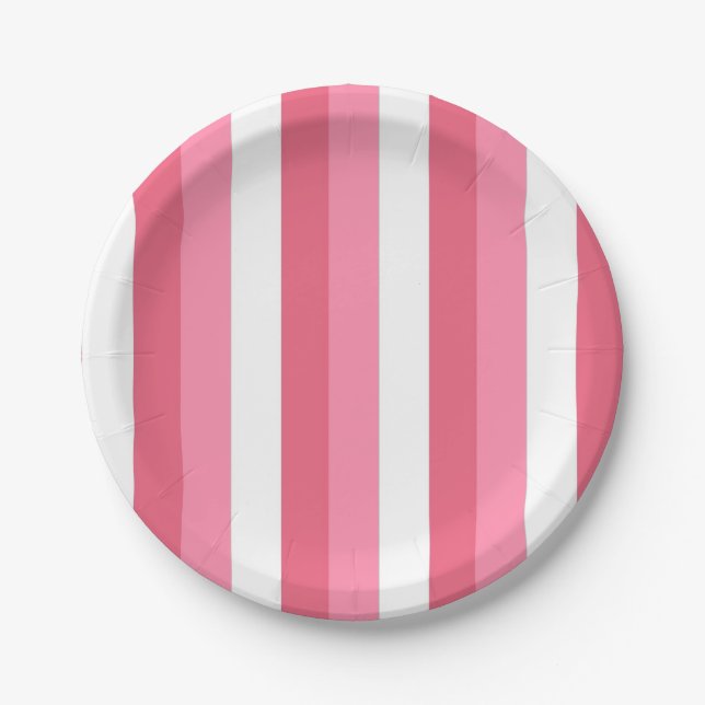 Pink Stripes Paper Plates (Front)