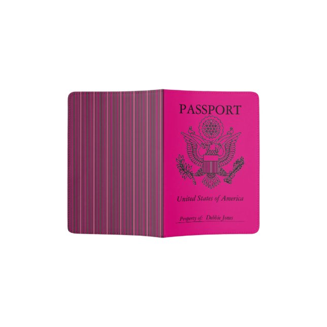 Pink & Stripes Passport Holder (Opened)