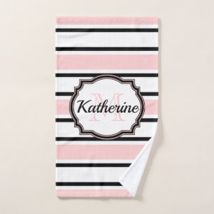 Pink Stripes Pattern Bath Towel Set