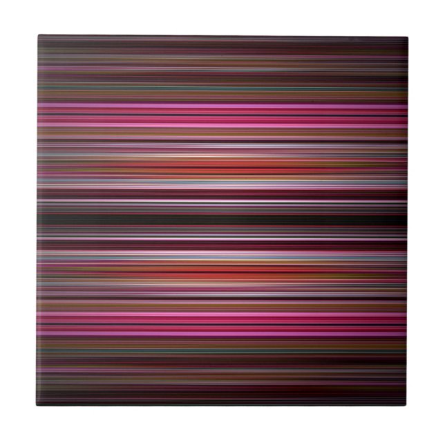Pink stripes pattern ceramic tile (Front)