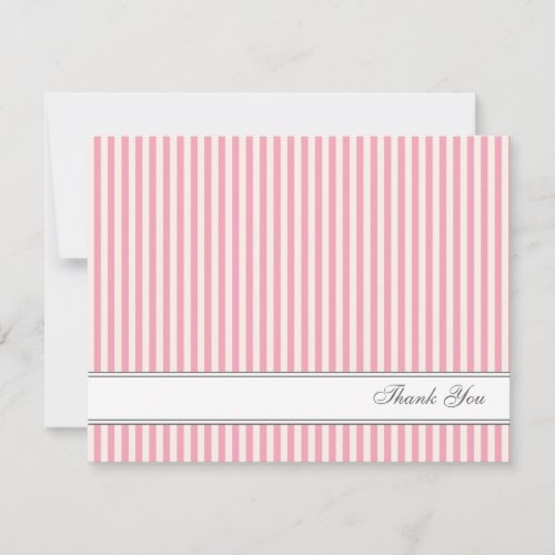 Pink Stripes Pattern Flat Thank You Note Cards Announcements
