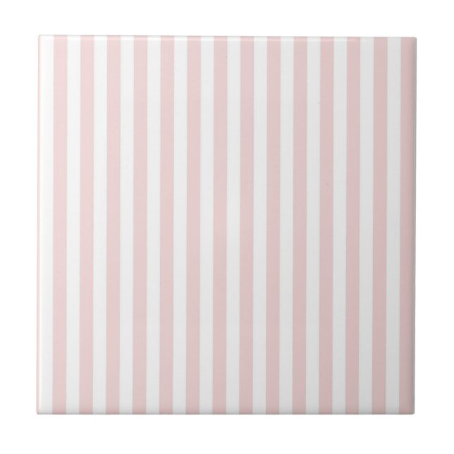 Pink Stripes Pattern Minimal Modern Spring Summer Ceramic Tile (Front)