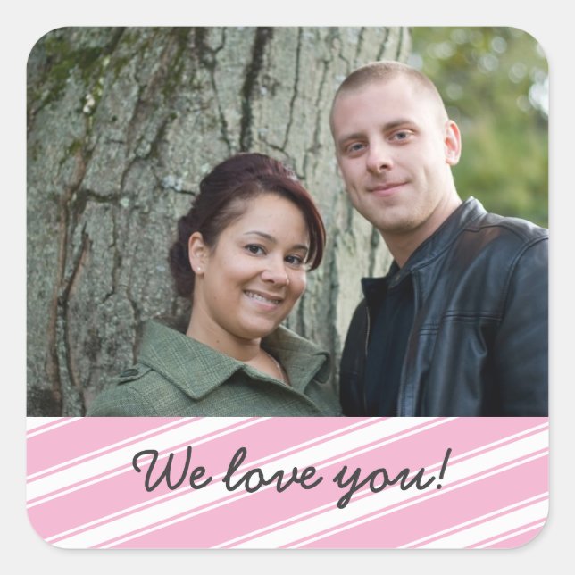 Pink Stripes Pattern Sticker Design Personalized (Front)