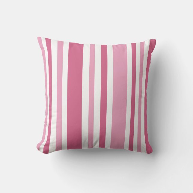 Pink Stripes Pattern Throw Pillow (Front)