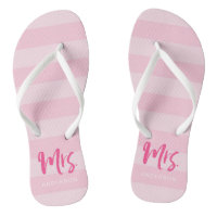Pink Stripes Personalize with Name Mrs Flip Flops