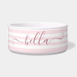 Pink Stripes Personalized Dog Water Bowl<br><div class="desc">Pink Stripes Personalized Dog Water Bowl</div>