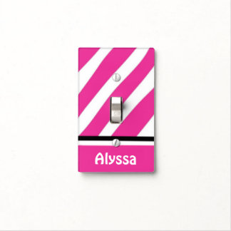 Pink Stripes Personalized Light Switch Cover