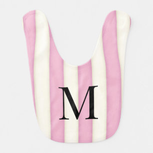 Pink Stripes Personalized Monogram Contemporary Baby Bib