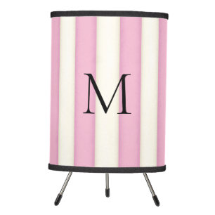 Pink Stripes Personalized Monogram Contemporary Tripod Lamp