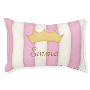 Pink Stripes Personalized Name Royal Pet Bed