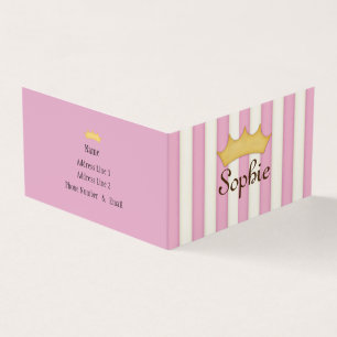 Pink Stripes Personalized Princess Social Appointm Business Card