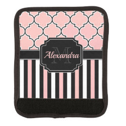 Pink Stripes &amp; Quatrefoil Luggage Handle Wrap