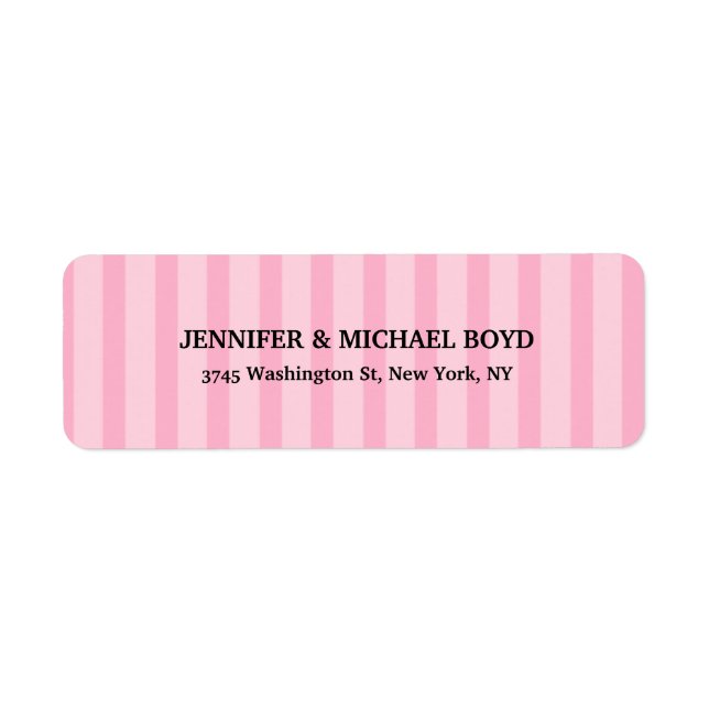 Pink Stripes Retro Stylish Classical Family Label (Front)