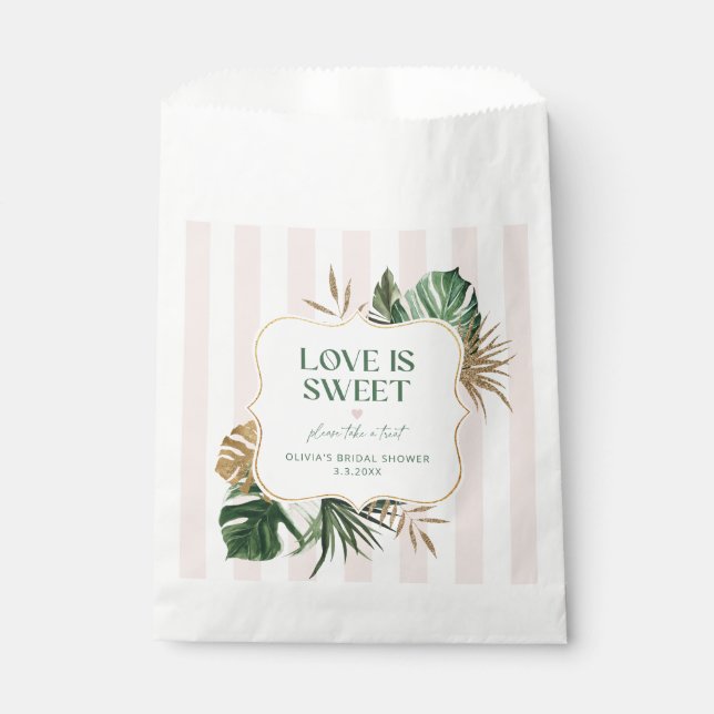 Pink stripes retro tropical love is sweet favor bag (Front)