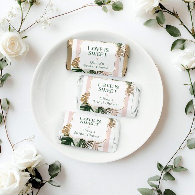 Pink stripes retro tropical palm bridal shower hershey's miniatures (Creator Uploaded)