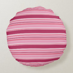 Pink stripes round pillow