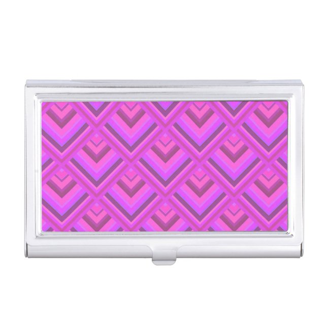 Pink stripes scale pattern business card case (Front)