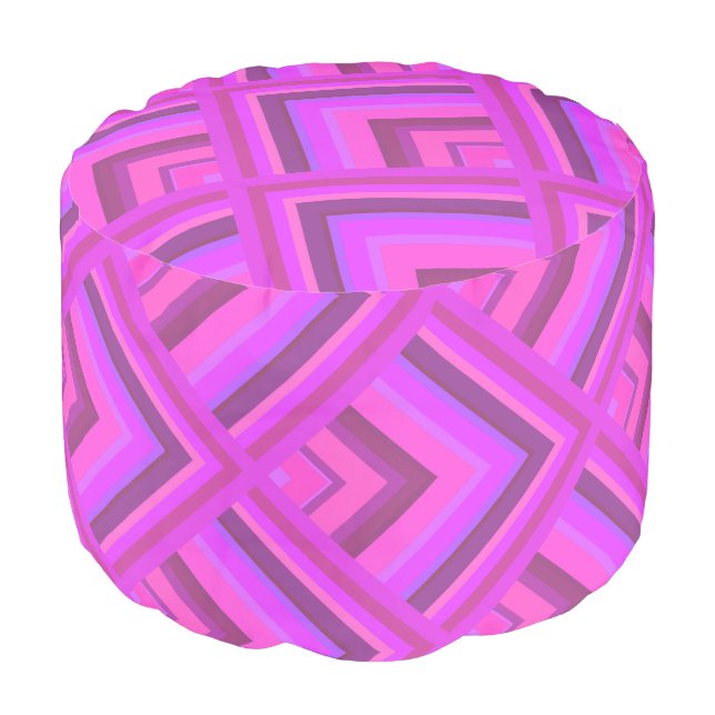 Pink stripes scale pattern pouf (Angled Front)