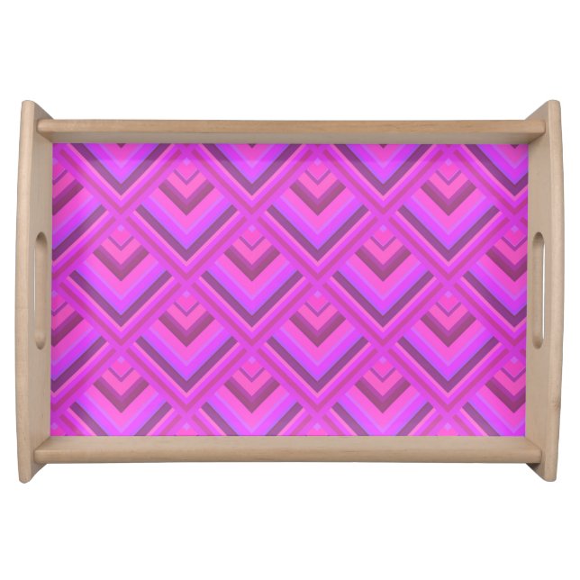 Pink stripes scale pattern serving tray (Front)
