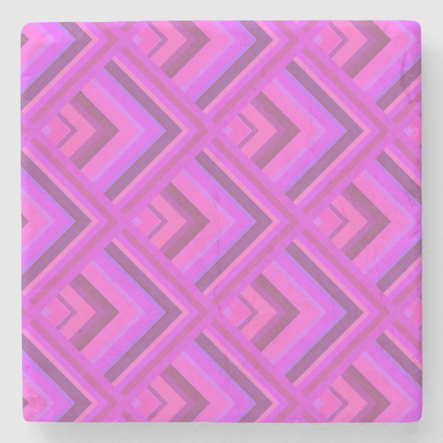 Pink stripes scale pattern stone coaster (Front)